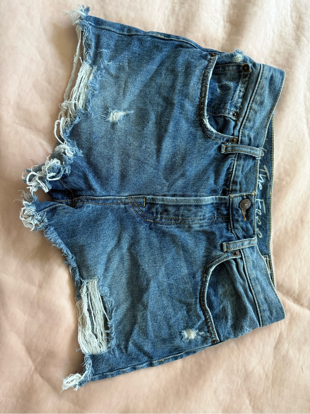 We The Free Distressed Blue Denim Jean Shorts